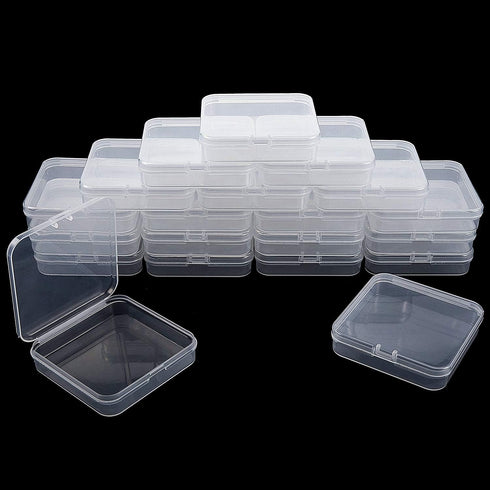 SATINIOR 24 Packs Small Clear Plastic Beads Storage Containers Box with Hinged Lid for Storage of Small Items, Crafts, Jewelry, Hardware (2.76 x 2...